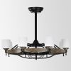 Matte Black Ceiling Fans With Remote Control 8 lights;  DC Motor;  3 ABS Blades;  Multi-Speed;  Reversible Airflow;  Timing and Anti-theft function;