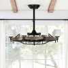 Matte Black Ceiling Fans With Remote Control 8 lights;  DC Motor;  3 ABS Blades;  Multi-Speed;  Reversible Airflow;  Timing and Anti-theft function;