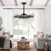 Matte Black Ceiling Fans With Remote Control 8 lights;  DC Motor;  3 ABS Blades;  Multi-Speed;  Reversible Airflow;  Timing and Anti-theft function;