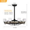 Matte Black Ceiling Fans With Remote Control 8 lights;  DC Motor;  3 ABS Blades;  Multi-Speed;  Reversible Airflow;  Timing and Anti-theft function;