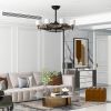 Matte Black Ceiling Fans With Remote Control 8 lights;  DC Motor;  3 ABS Blades;  Multi-Speed;  Reversible Airflow;  Timing and Anti-theft function;