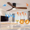 Low Profile Ceiling Fan With Lights 3 Carved Wood Fan Blade Noiseless Reversible Motor Remote Control With Light