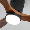 Low Profile Ceiling Fan With Lights 3 Carved Wood Fan Blade Noiseless Reversible Motor Remote Control With Light
