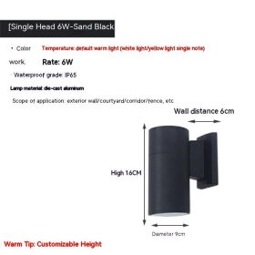 Waterproof Up And Down Spotlight (Option: Golden Light-Black Single Head 12W)