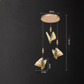 Butterfly Chandelier Bedside Enamelled Dining Hall Staircase (Option: Colorful 3head disc-White light)