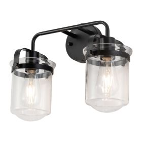 Wall Sconces Set of 2 with Clear Glass Shade,Modern Wall Sconce, Industrial Indoor Wall Light Fixture for Bathroom Living Room Bedroom Over Kitchen Si (Color: as Pic)